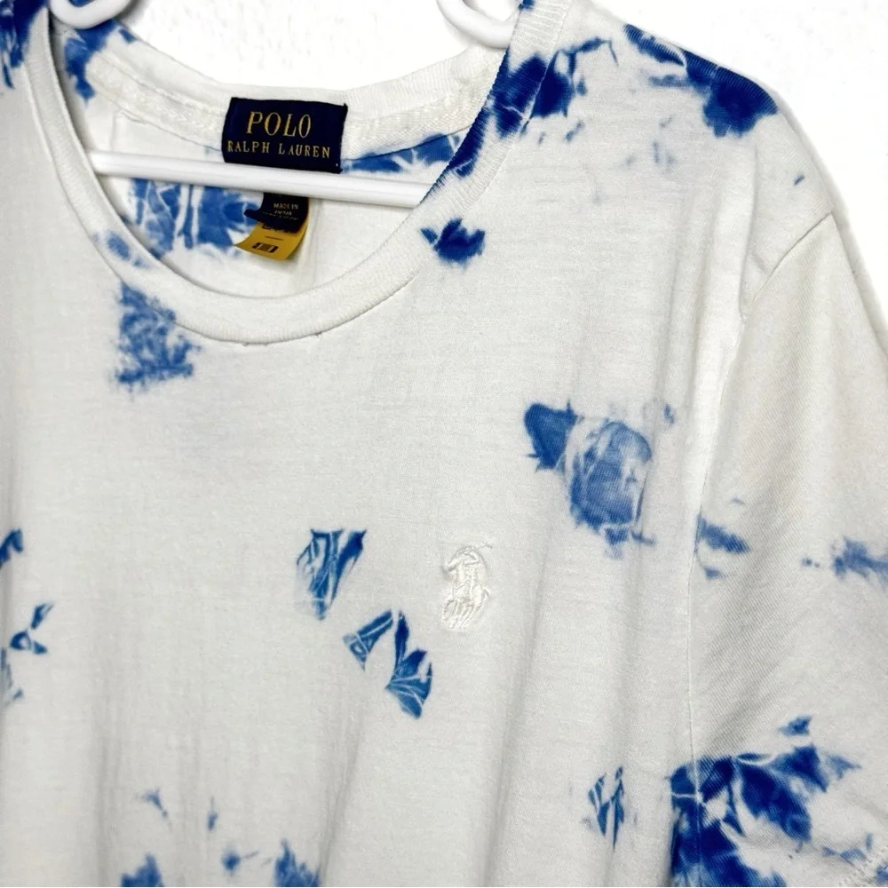 Polo Ralph Lauren girls blue white tie dye tshirt dress size Large